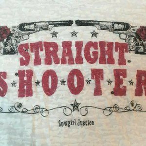 #22 Cowgirl Justice shirt blouse. Gray. Women's Lg long sleeve oval neck banda